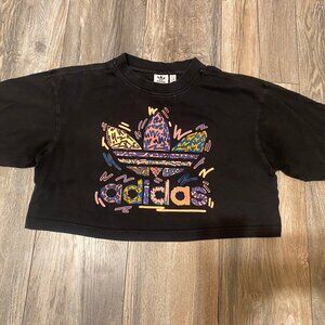 Adidas multicolor logo crop top medium